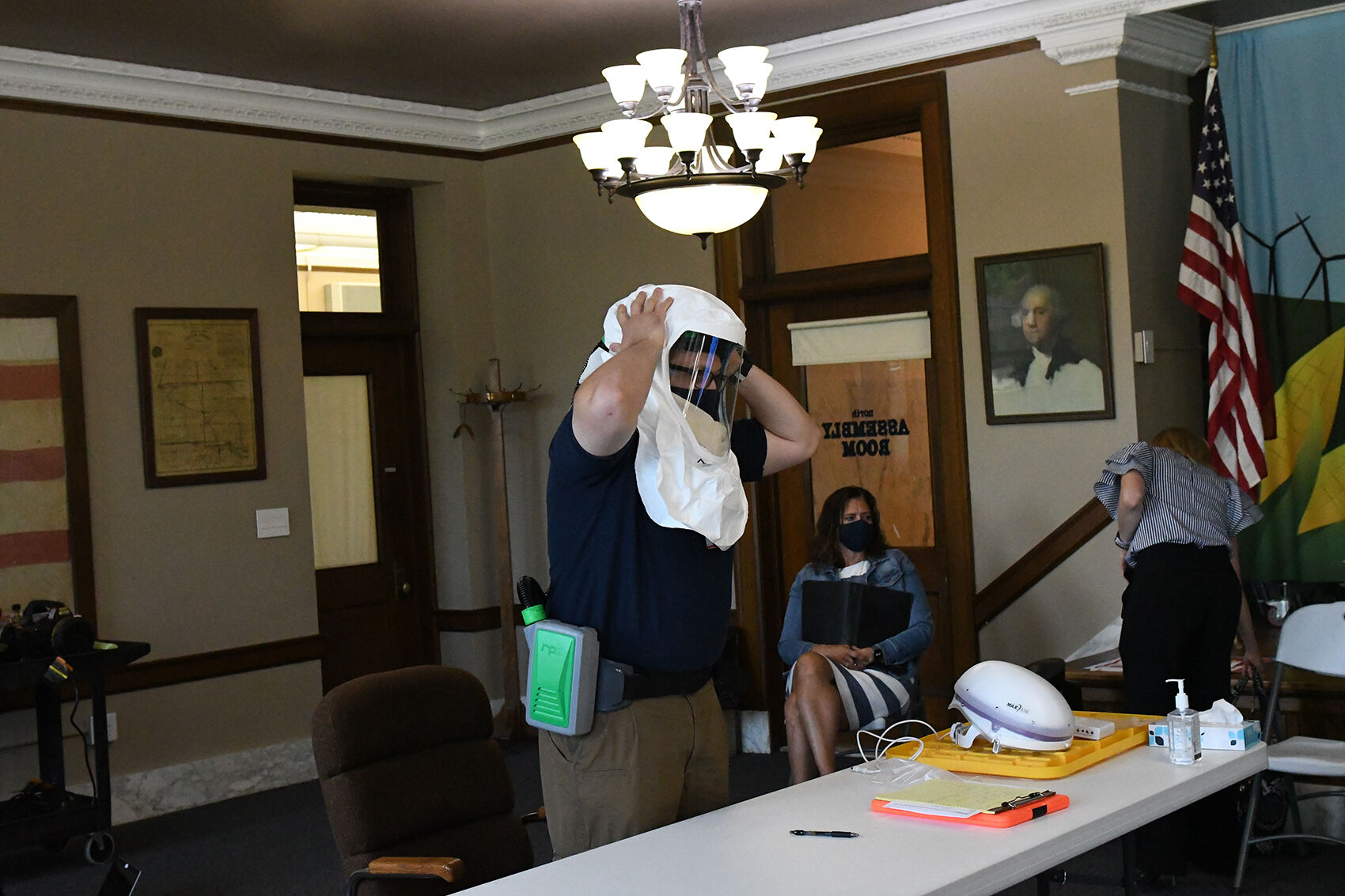 Jared Johnson demonstrates PPE